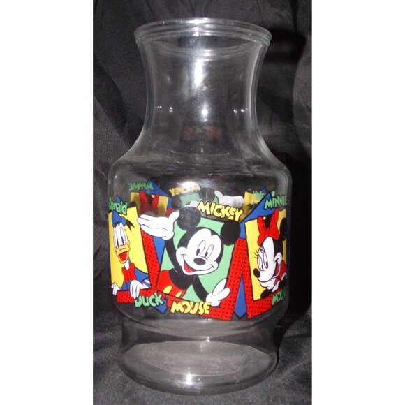 Mickey Mouse Carafe 9in Anchor Hocking Disney Tea Juice Glass Pitcher Vintage - Picture 1 of 4